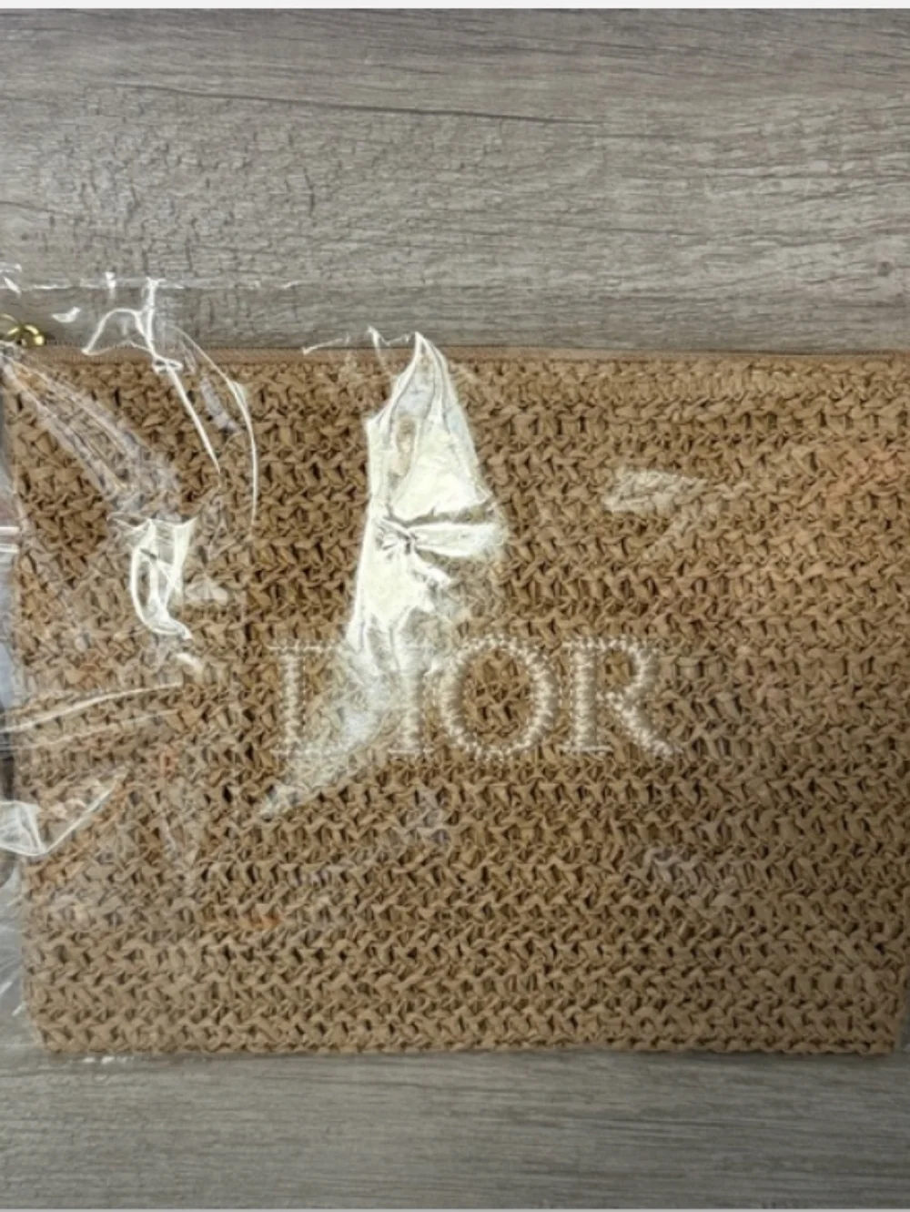 Dior-Logo Raffia Woven Zip Pouch 🤎 - Picture 5 of 6